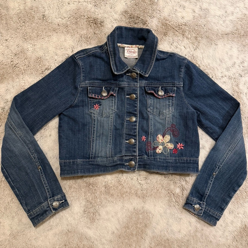 Disney Jean Jacket With Beautiful Embroidery And Patch Work Youth/tweens Size 12